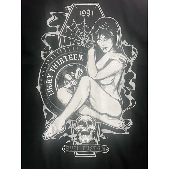 Lucky 13 Pin Up Punk Street Rod Bike Gothic Americana Tattoo Mens Tee MISS TRUST - Picture 6 of 6